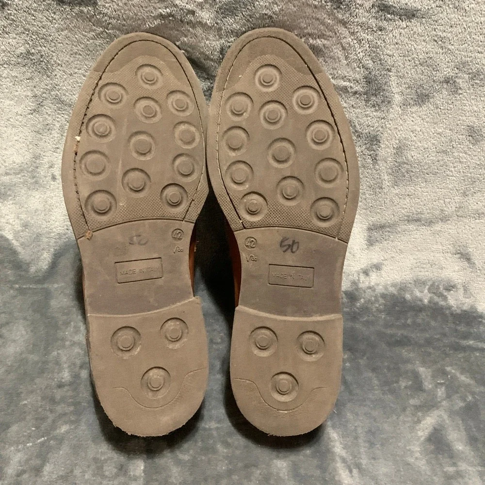 Mitchumm Mens Tan Leather Penny Loafers Made in Italy Size 42 Slip On Shoes
